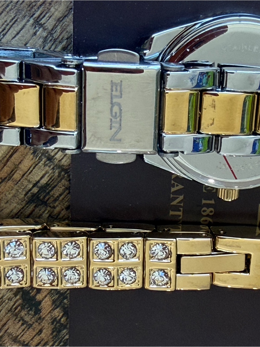 NEW! Elgin Two-Tone Ladies Watch - 26mm + Crystal Gold Bracelet - Never Worn! - Picture 5 of 5